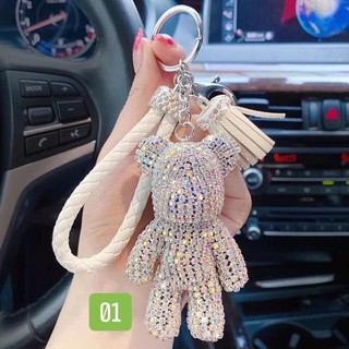 Charm đeo túi hình gấu đính đá sang chảnh