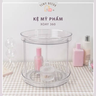 Kệ đựng mĩ phẩm, Kệ mỹ phẩm xoay 360 độ, Nhựa trong suốt