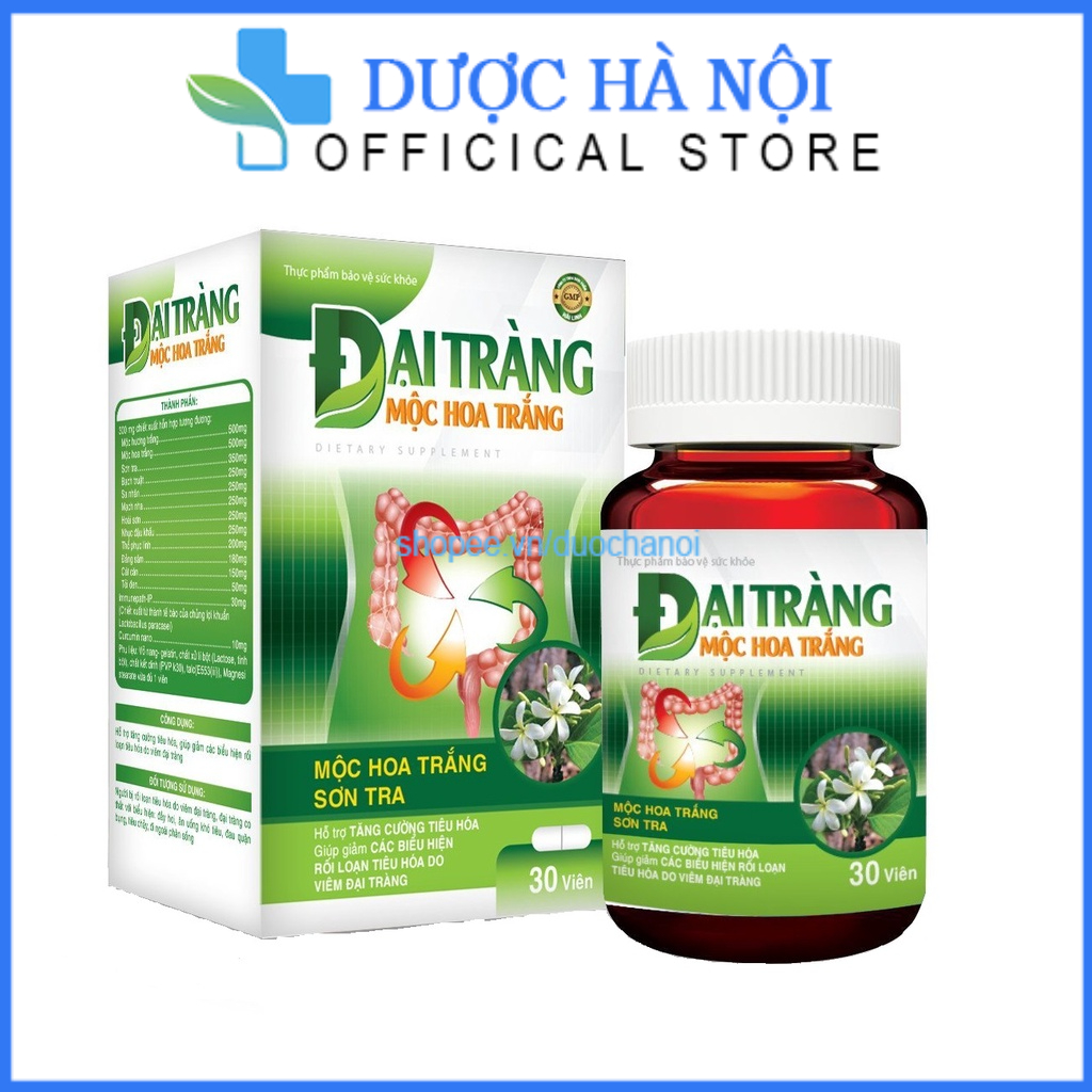 Viên uống đại tràng Mộc Hoa Trắng giảm đau bụng giúp tiêu hóa khỏe ngăn ngừa đại tràng nặng hộp 30 viên