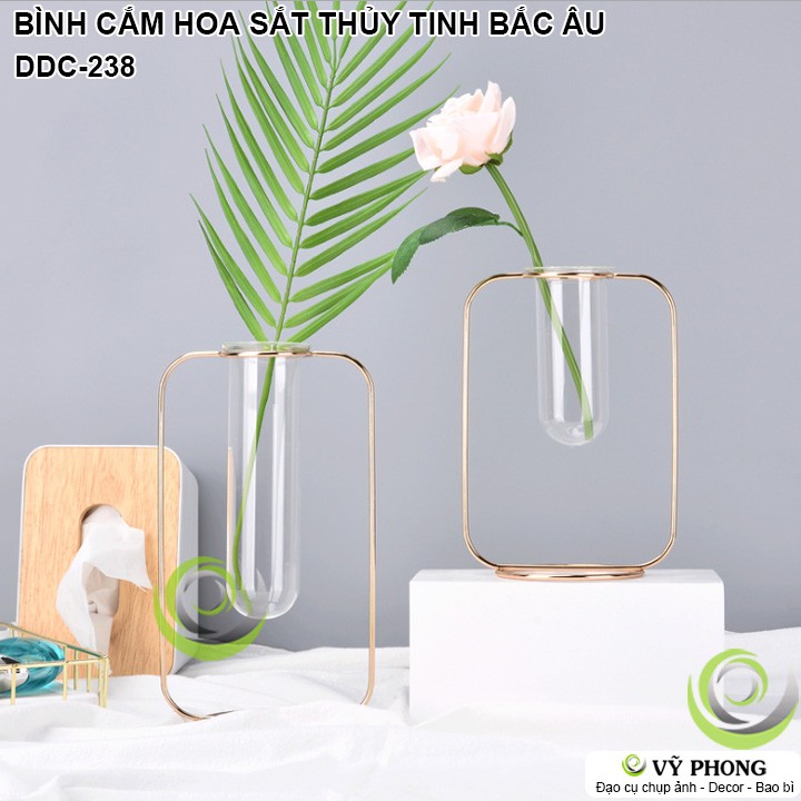 BÌNH HOA LỌ CẮM HOA NGHỆ THUẬT SẮT THỦY TINH PHONG CÁCH BẮC ÂU NORDIC TRANG TRÍ ĐẠO CỤ CHỤP ẢNH SẢN PHẨM INS DDC-238