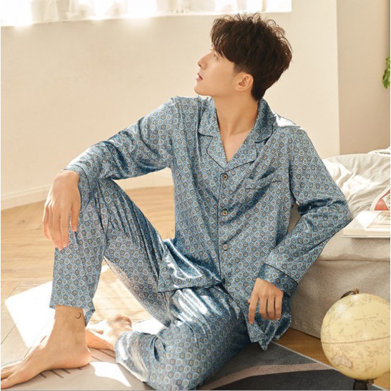 Đồ bộ Pijama dài tay nam, chất lụa satin cao cấp mềm mại, nhẹ và mát, không phải phi lụa nhé. Size L-2XL