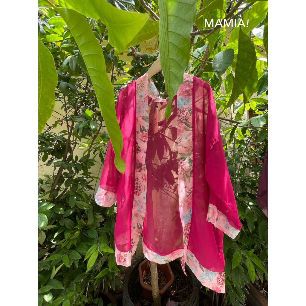 Áo khoác Kimono MA'MIA tơ viền hoa cao cấp