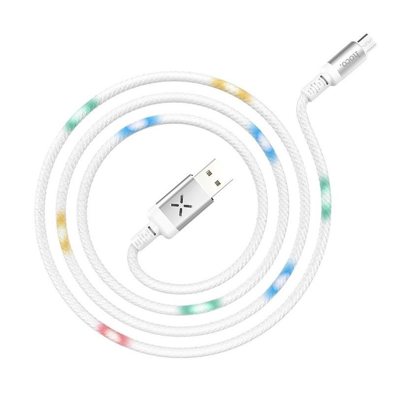 Cáp sạc và truyền dữ liệu Hoco U63 Spirit cổng microUSB Output 2,4A Max, QC3.0, dài 1.2M, có đèn Led nhấp nháy