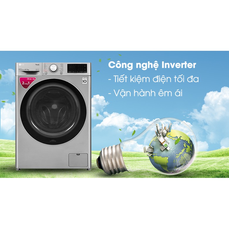 Máy giặt sấy LG Inverter 9 kg FV1409G4V (Miễn phí giao tại HCM-ngoài tỉnh liên hệ shop)