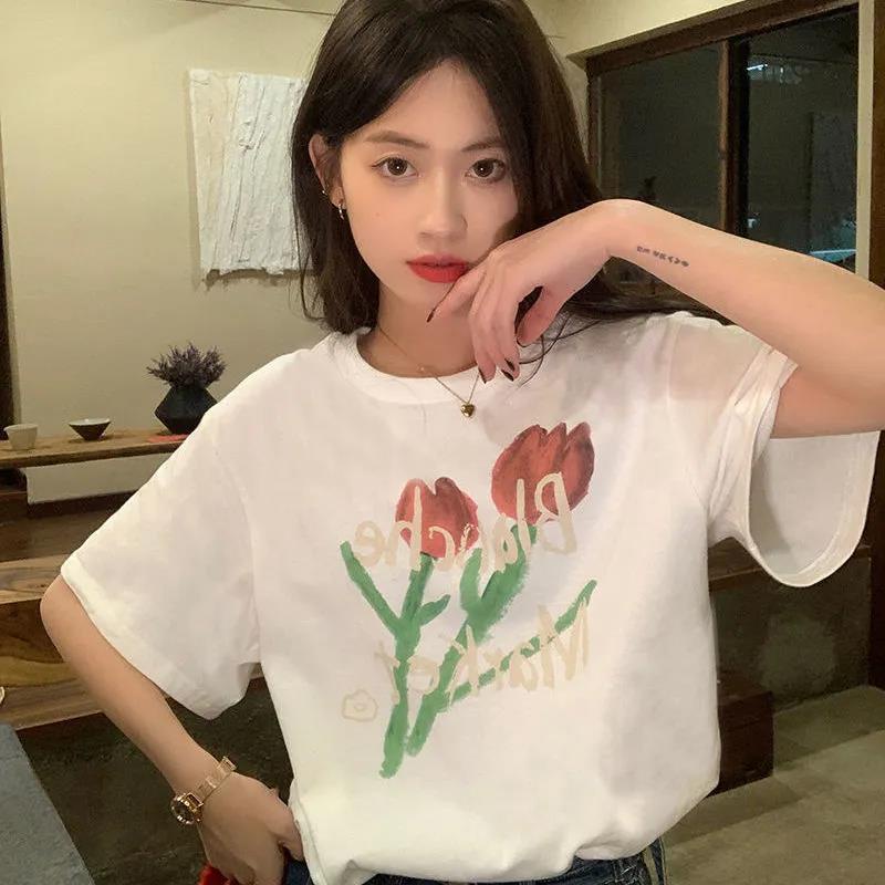 NRVP Áo Thun 100% Cotton Dáng Rộng Thời Trang Hàn Quốc Cho Nữ