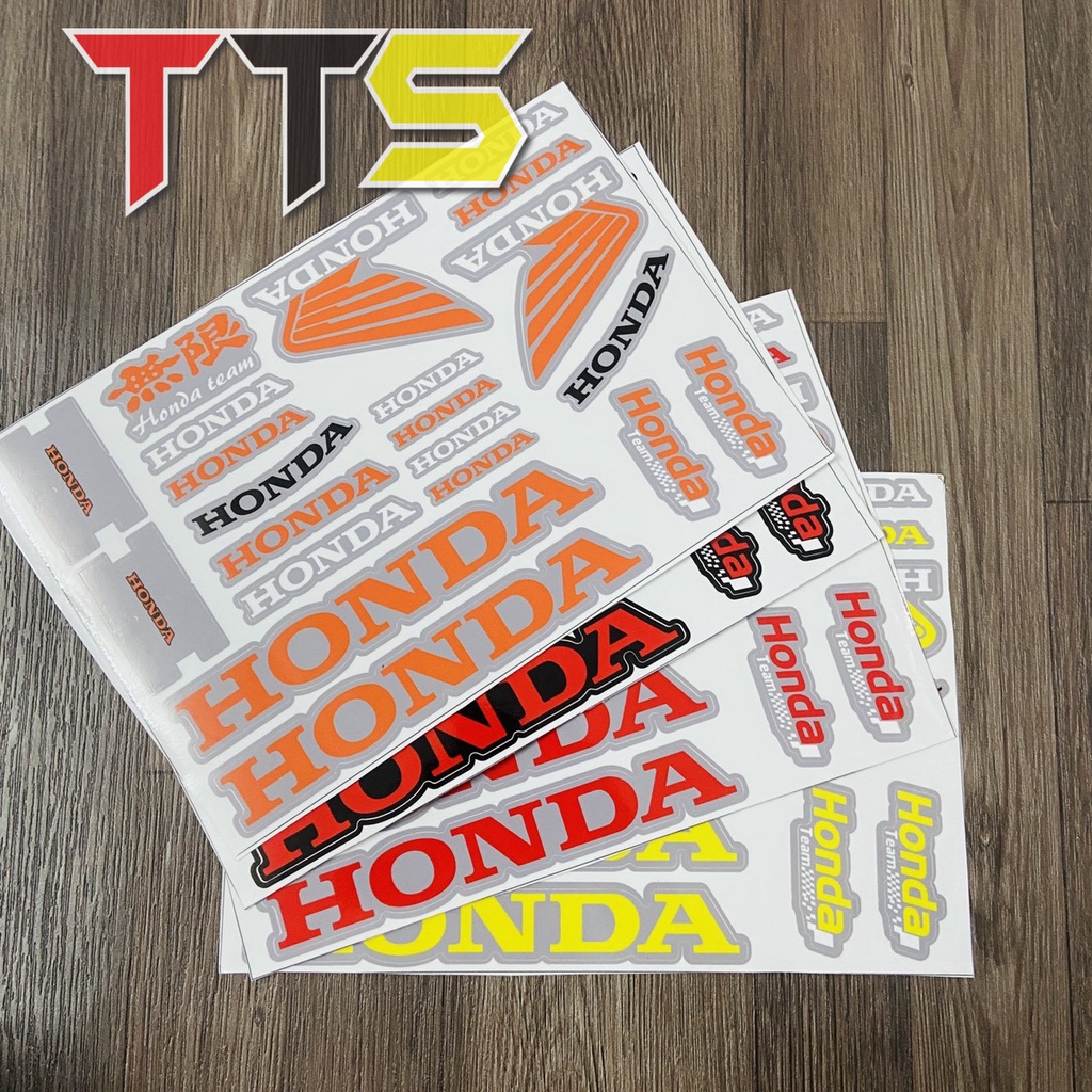 Bộ tem chủ đề HONDA nhiều logo dán trang trí nón bảo hiểm, xe máy, laptop nhựa pvc chống nước