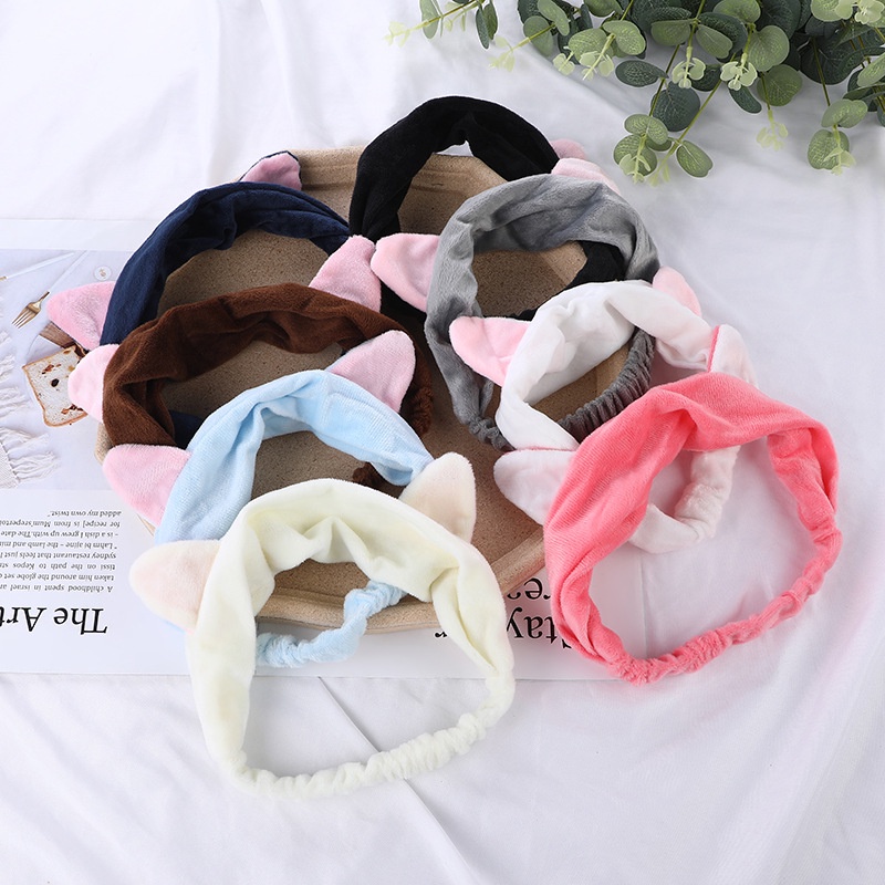 Băng Đô Rửa Mặt Tai Thỏ Tai Mèo Dễ Thương Tiện Dụng Phong Cách Hàn Quốc