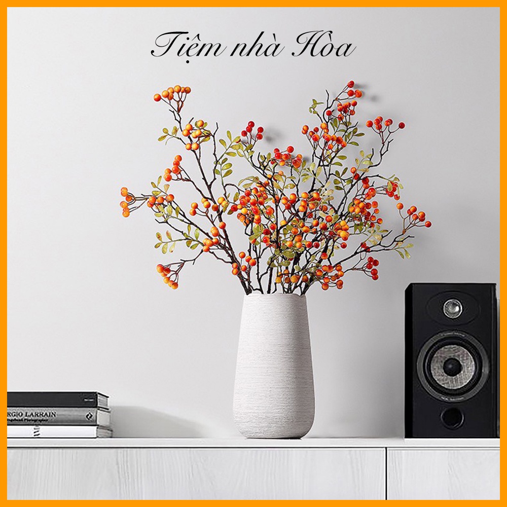 Cành Cherry Màu Cam Dài 90cm Giúp Trang Trí Phòng Thêm Đẹp