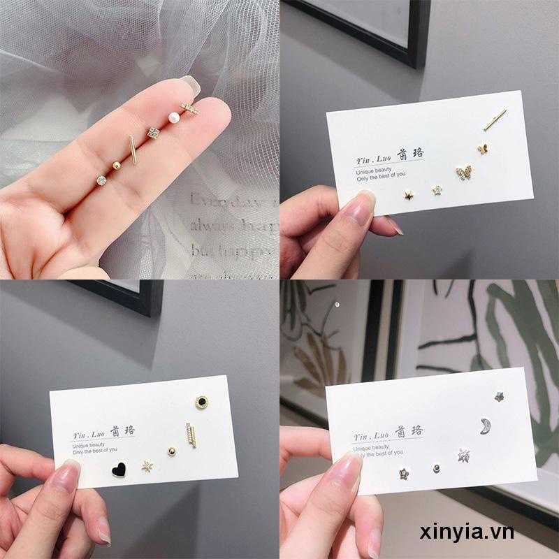【xinyia.vn】Đôi Khuyên Tai Kết Hợp Một Tuần Đơn Giản Cá Tính Cho Nữ Sinh