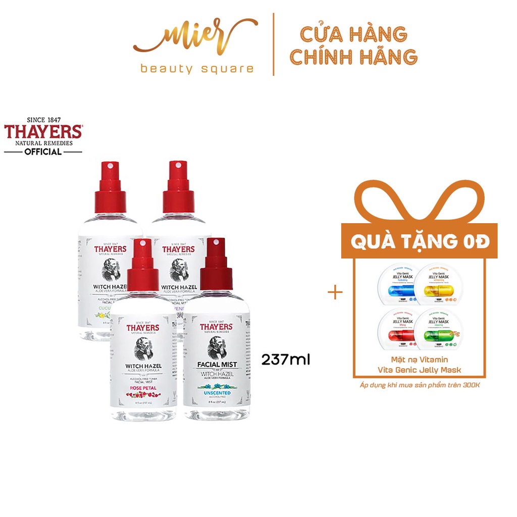 Nước Hoa Hồng Không Cồn Dạng Xịt Thayers Toner Facial Mist 237ml