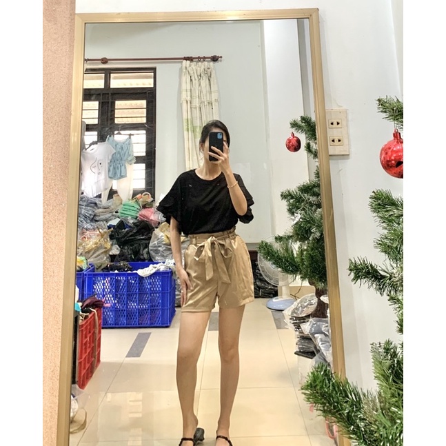 Quần short kaki cột thắt eo
