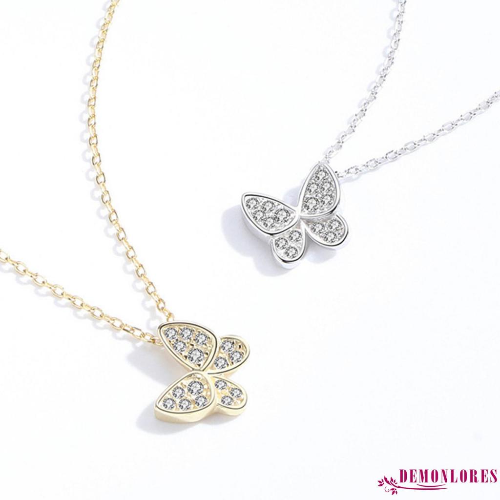 Vòng cổ mặt hình bướm đính đá zircon bằng hợp kim thời trang xinh xắn cho nữ