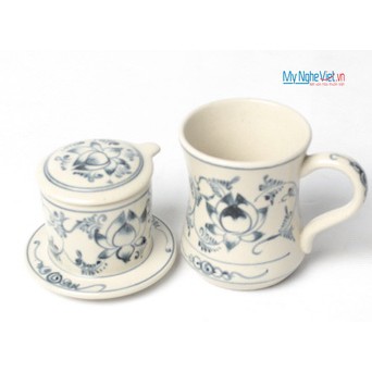Phin cà phê Gốm Bát Tràng vẽ hoa sen Mỹ Nghệ Việt MNV-CFC10