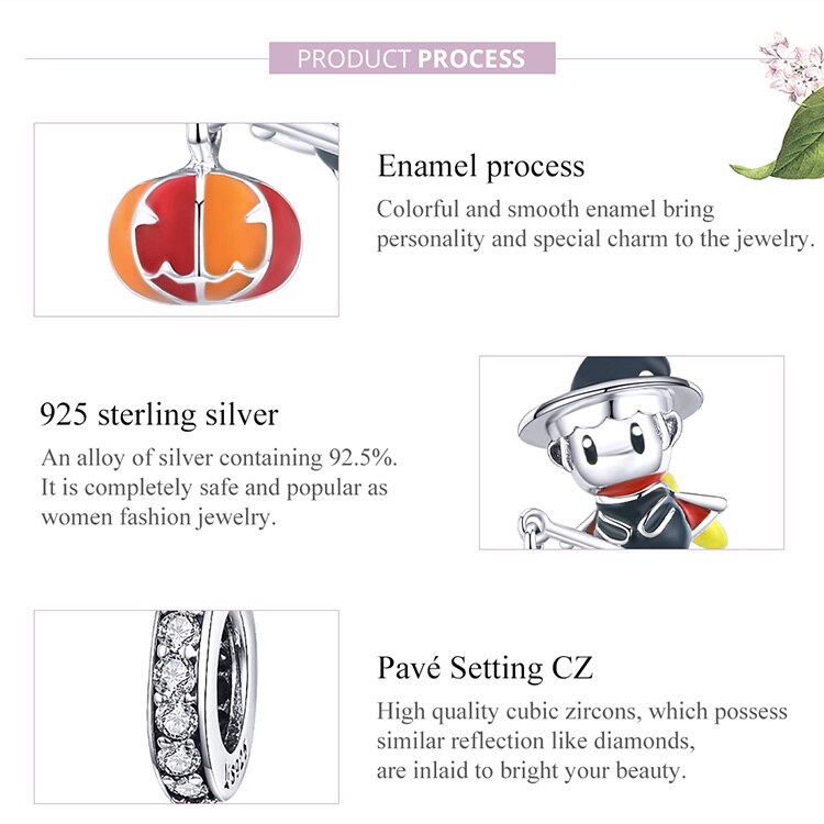 Mặt dây chuyền Bamoer BSC240 bằng bạc 925 hình phù thủy xinh xắn cho nữ