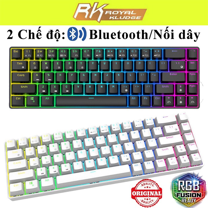 Bàn phím cơ không dây Royal Kludge RK837 RGB 68 phím, Bluetooth 5.1 Cổng Type-C  nhỏ gọn tiện lợi - BẢO HÀNH 12 THÁ