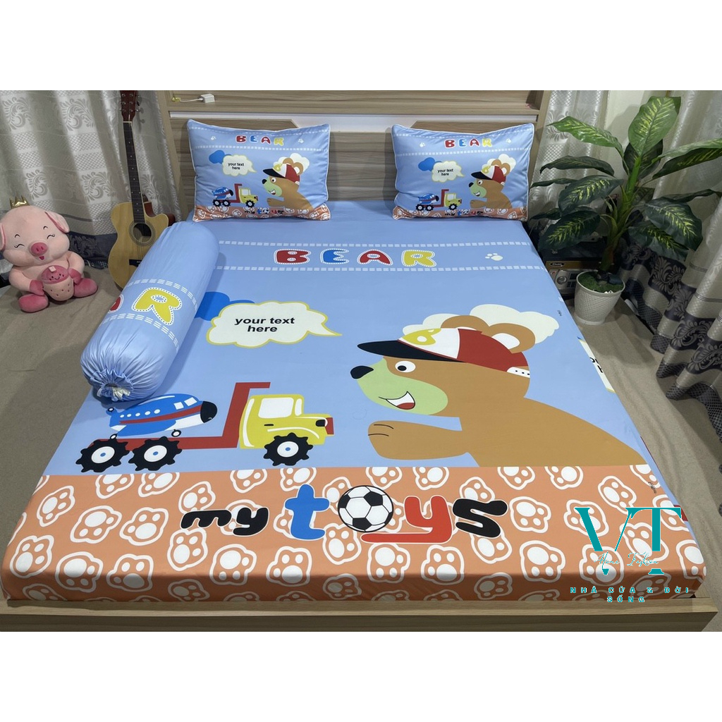 Bộ Chăn Ga Thun 5D Ý Cartoon