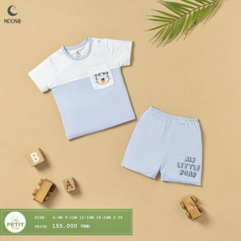 Moon -  XẢ KHO Bộ cộc vải petit Moon cho bé 6-18kg