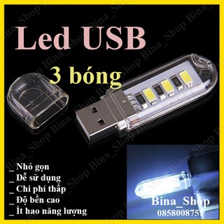 Đèn led usb 3 bóng siêu sáng usb led trong suốt
