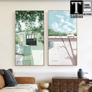 Tranh Canvas tràn viền treo tường phòng khách, tranh hiện đại nghệ thuật tranh vẽ yên bình 25-29