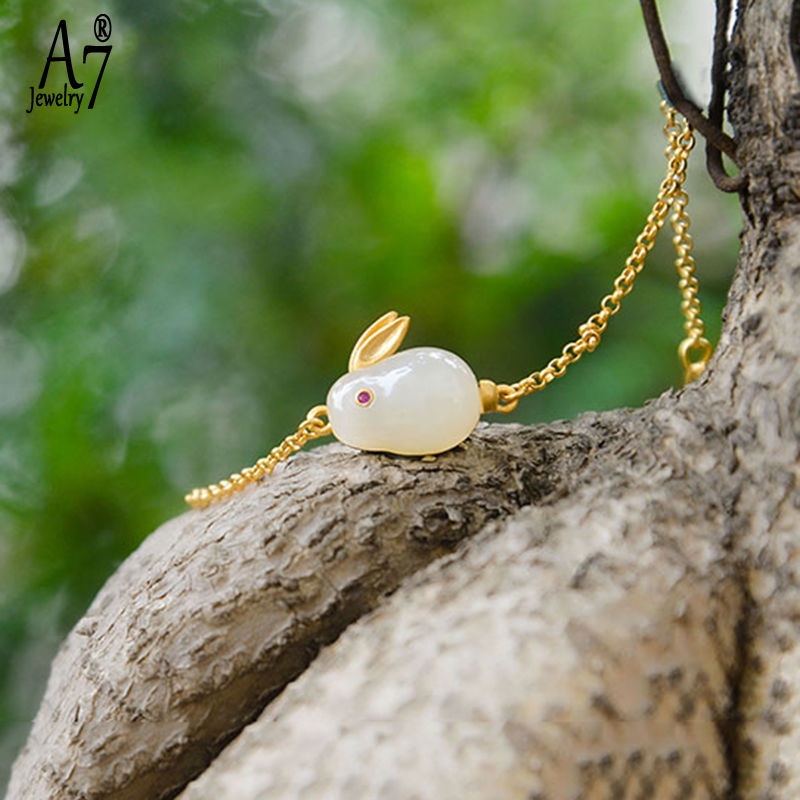 Vòng Tay Mạ Bạc 925 Đính Đá Ngọc Bích Hình Động Vật Dễ Thương A7 S925