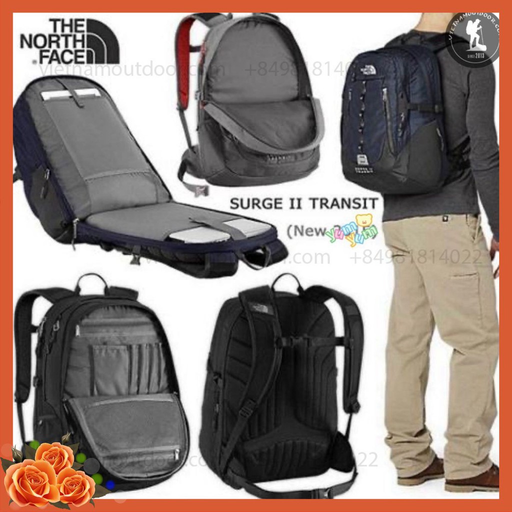 Balo nam The North Face Surge 2 transit -balo du lịch tnfCHỐNG SỐC- Đựng laptop 15, 16 inch Dây đeo trợ lực