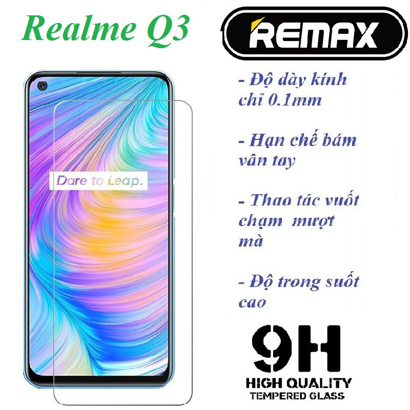 Kính cường lực Realme Q3 5G / Realme Q3i 5G - Chính Hãng Remax trong suốt, độ cứng 9H