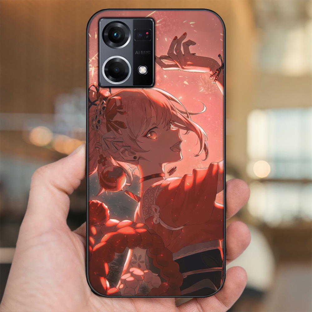 Ốp lưng Oppo Reno 8 4G viền đen in hình Yoimiya Genshin Impact