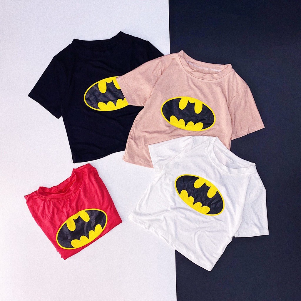 Áo croptop xinh thun lụa in hình siêu nhân cực cá tính