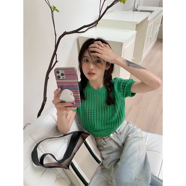 181. ÁO LEN LƯỚI CROPTOP