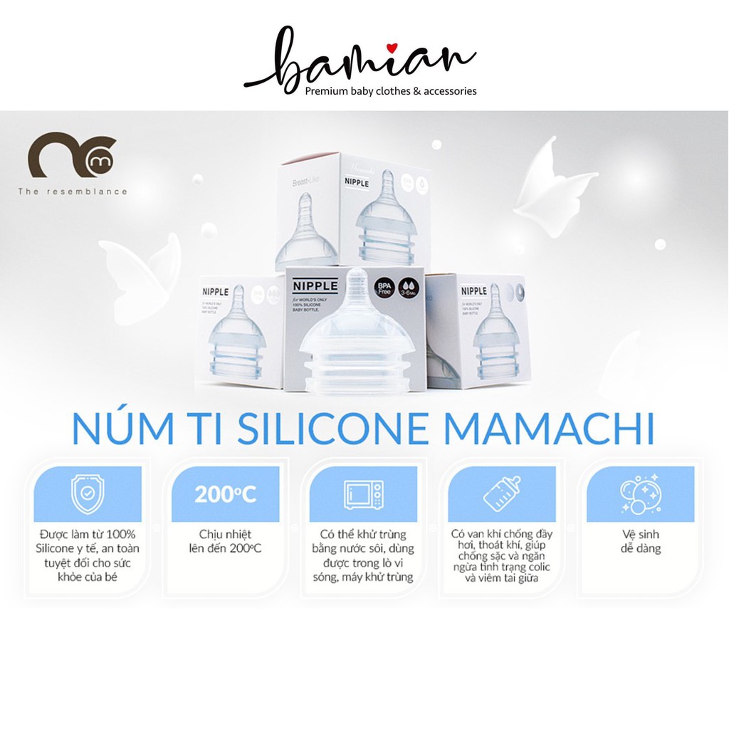 Núm ti Silicon thay thế bình sữa Mamachi 1 tia