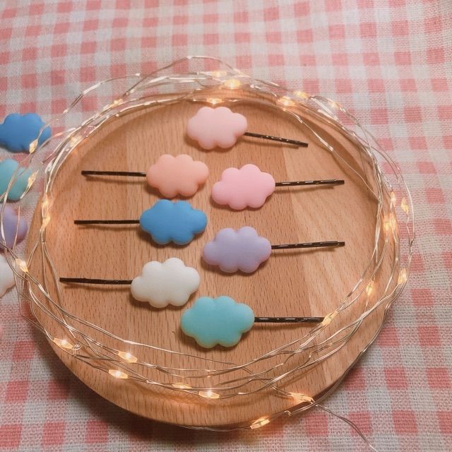 Kẹp tóc &amp; Cột tóc mây trơn nhiều màu