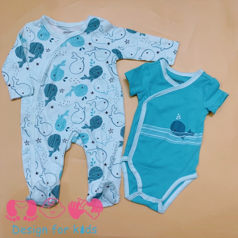 Sleepsuit / bodysuit vạt chéo hãng Orchestra xuất Pháp cho bé trai và bé gái