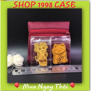Miếng Dán  Lá Vàng Mèo Thần Tài và Trâu Vàng Để Trong Ốp Điện Thoại Ví Tiền Mang Tài Lộc May Mắn