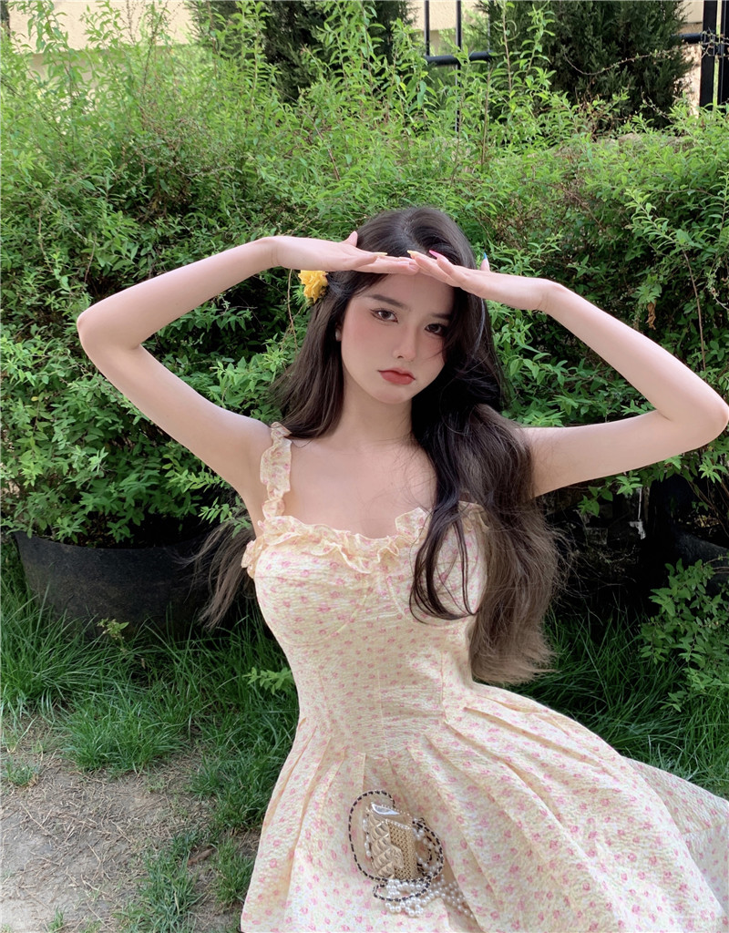 Đầm không tay Họa Tiết Hoa Phong Cách Retro Thời Trang | BigBuy360 - bigbuy360.vn