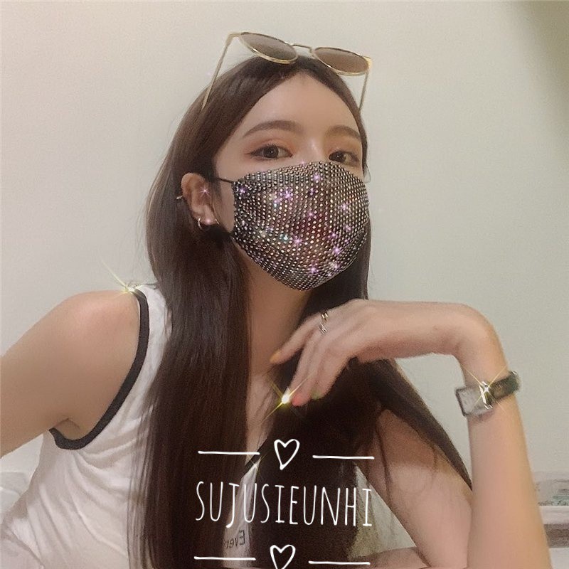 4 màu- Khẩu trang lưới đính đá thời trang