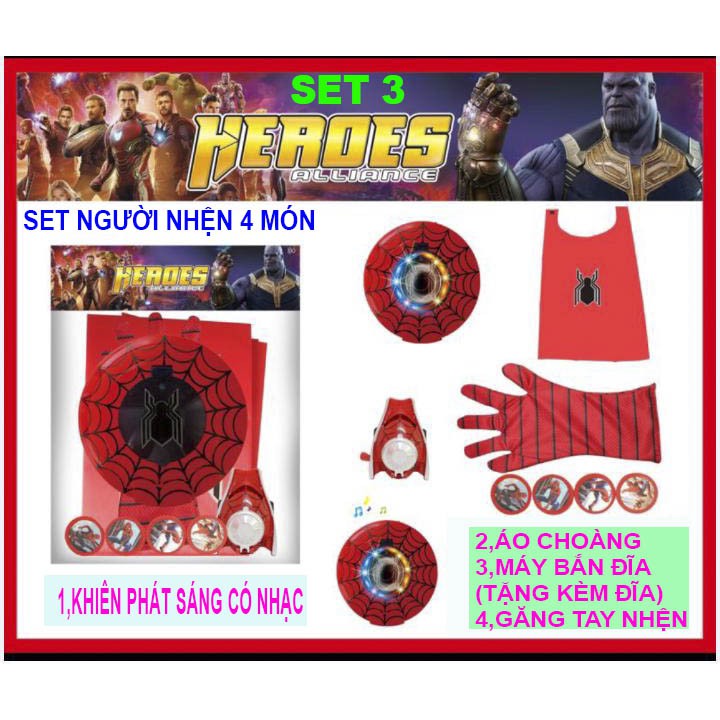 [20 BỘ] SET Siêu nhân 3D-Đồ siêu nhân cho bé-Set Áo choàng+mặt nạ+khiên+găng tay biệt đội siêu anh hùng cho bé trai/gái