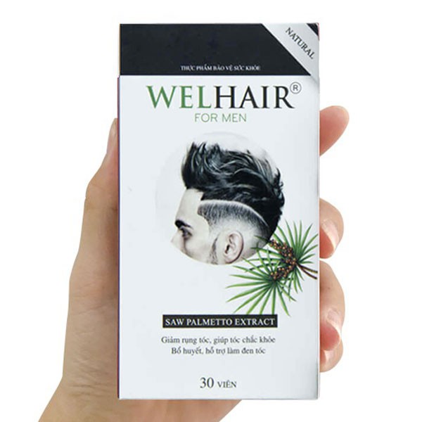 Giảm rụng tóc Welhair For Men - Hỗ trợ bổ huyết, làm đen tóc, giúp tóc chắc khỏe, giảm rụng tóc, hạn chế tóc hư tổn