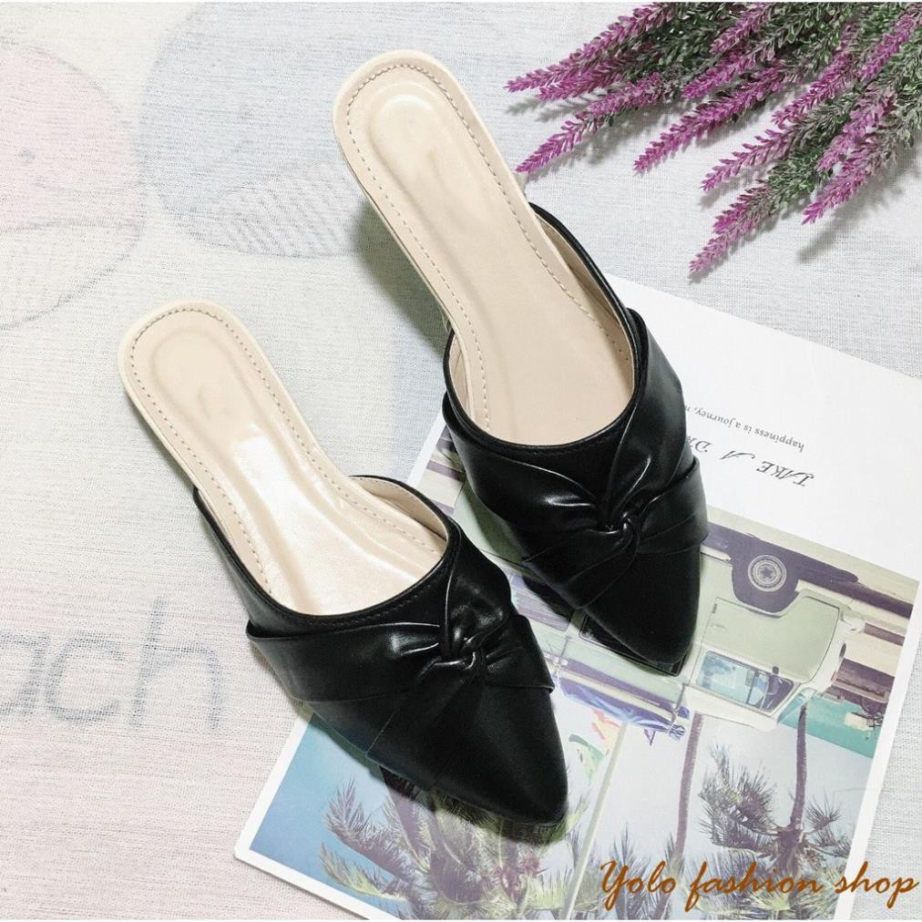 Hình thật-SU6-Giày sục nữ quai xoắn da mềm êm chân | BigBuy360 - bigbuy360.vn