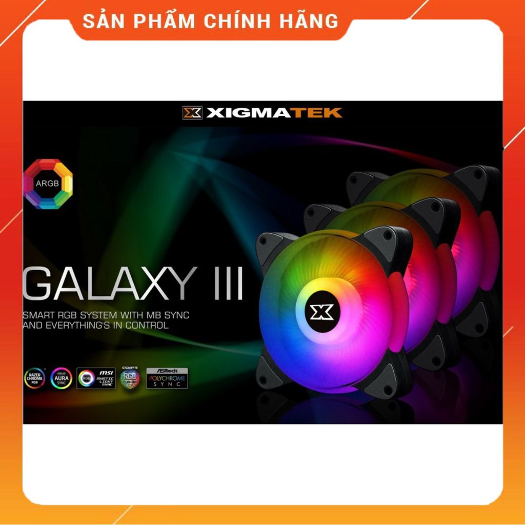 Bộ Fan Tản Nhiệt XIGMATEK GALAXY III ESSENTIAL - BX120 ARGB (EN45433): HUB FAN (PACK x3, CONTROLLER, POWER HUB)