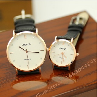 Đồng hồ đôi nam, nữ jaefor dây da
