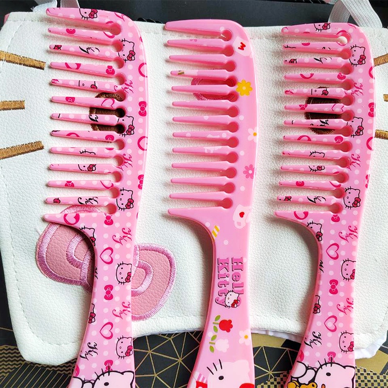 Lược Chải Tóc Nhựa Chống Tĩnh Điện Hình Mèo Hello Kitty Màu Hồng Đáng Yêu Cho Nữ