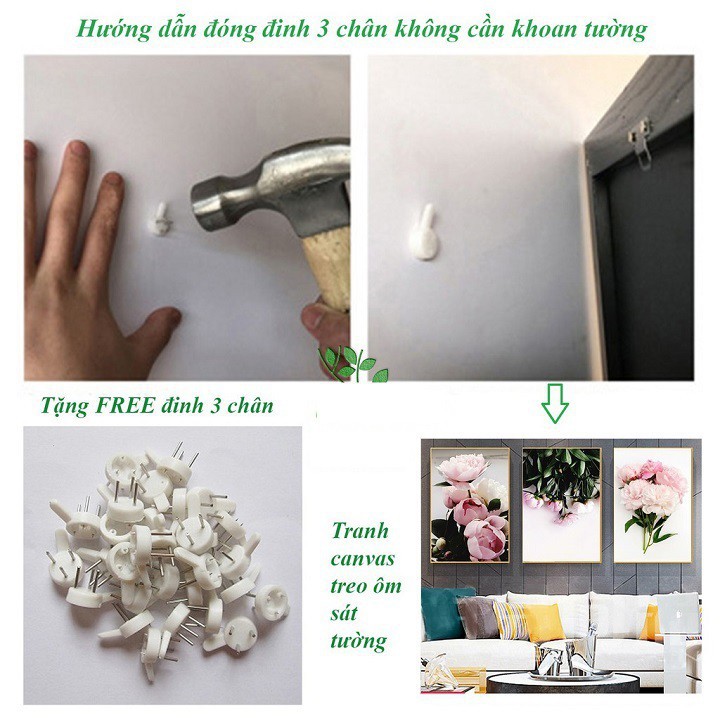 Bộ 3 bức tranh treo tường Canvas phong cách hiện đại ( Tặng kèm khung và đinh 3 chân )- Freeship