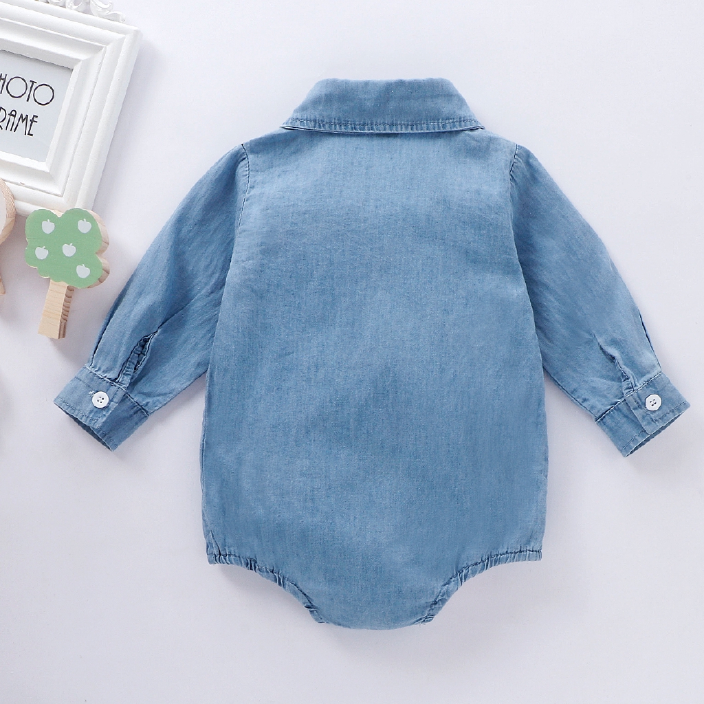 Áo Liền Quần Denim Dài Tay Thời Trang Dành Cho Trẻ Nhỏ