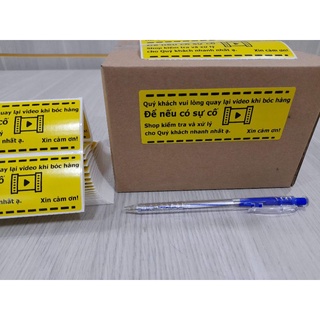 Sét 100 Tem màu vàng note khách quay video có sẵn keo kích thước 10,3 x 4cm