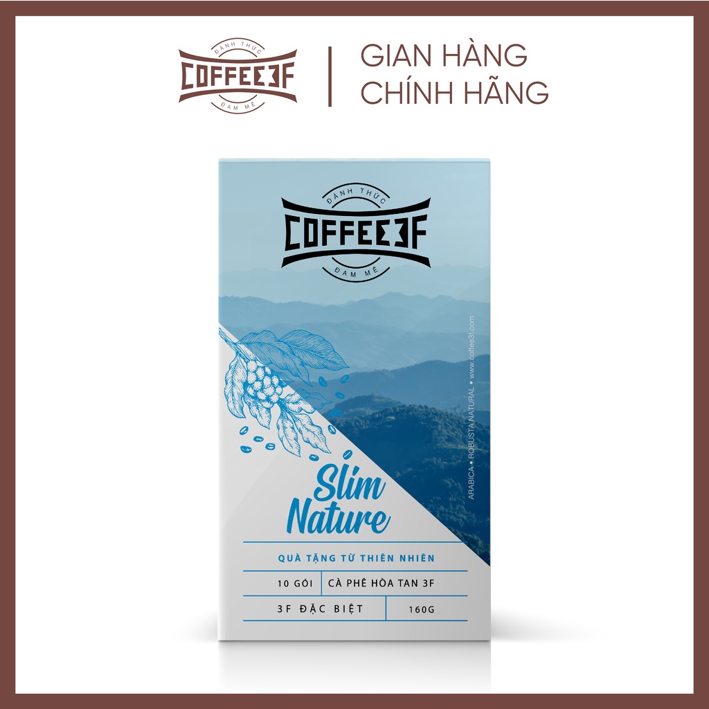 Cafe latte hỗ trợ giảm cân cafe xanh và đường ăn kiêng Slim Nature - Coffee 3F (Hộp 10 gói x 16g) | BigBuy360 - bigbuy360.vn