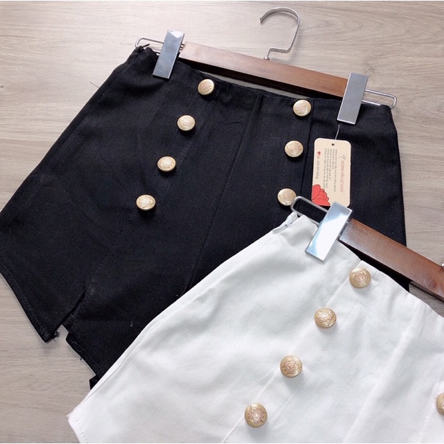 Quần Short nữ kaki 8 nút xẻ đùi Basic lưng cao chất kaki mềm mịn hàng chuẩn shop