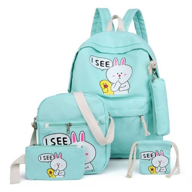 Bộ sản phẩm 5-in-1 balo nữ xinh đa năng thỏ cony