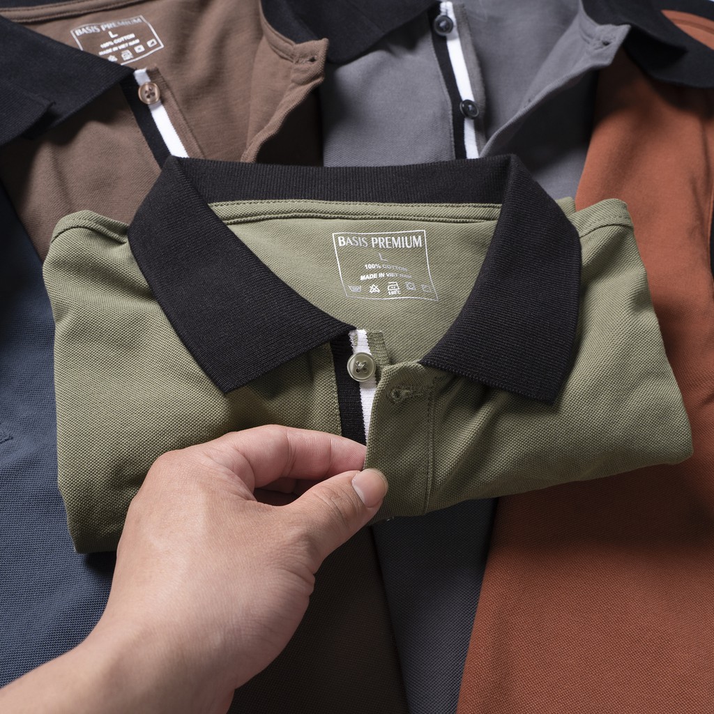 Áo thun Polo nam màu mới trẻ trung, chất liệu cotton cá sấu, form regular Basis APL206 | BigBuy360 - bigbuy360.vn