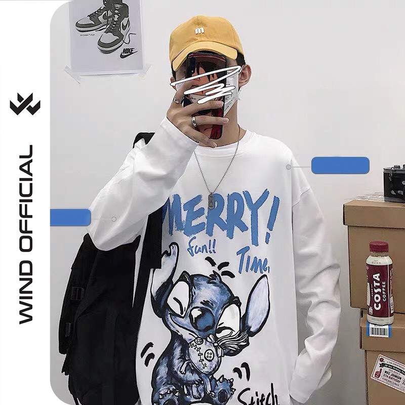 Áo thun tay dài WIND phông unisex form rộng MERRY sweater nam nữ oversize ulzzang