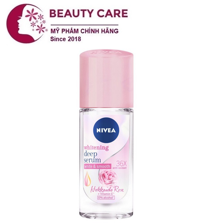 Lăn serum ngăn mùi NIVEA trắng mịn hương hoa hồng Hokkaido (40ml)